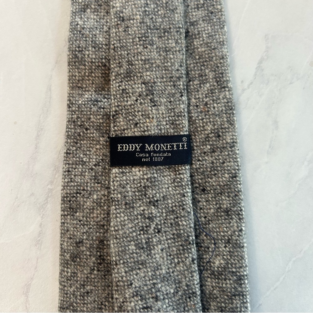 Gray Textured Cashmere Tie with Salt-and-Pepper Effect
